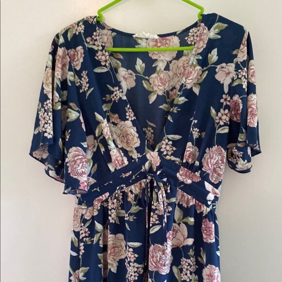 Bailey Blue High Low Sundress in Blue with Dolman Sleeves - Picture 2 of 3